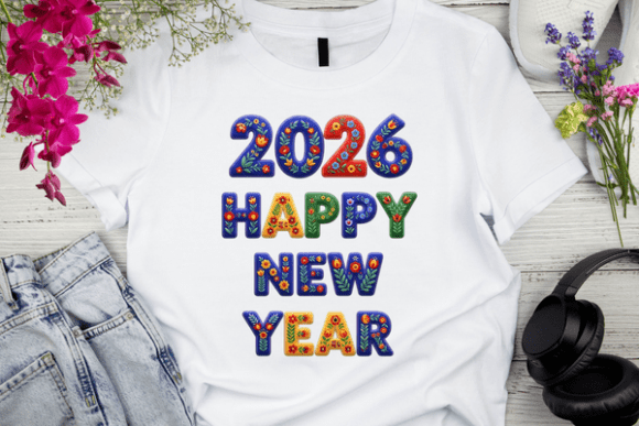 3D Floral Embroidery Style Text 2026